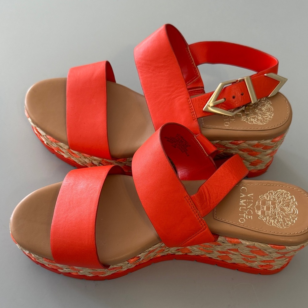 Vince Camuto orange-red Wedge Sandals - Picture 5 of 5